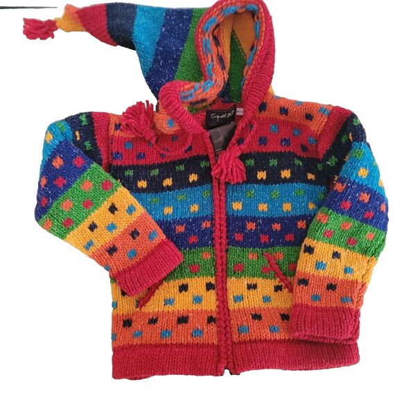 NEW Invisible World unisex kids sweater wool knit color handmade Juneau Alaska - Picture 1 of 14